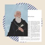 Impulskarte mit Benedikt von Nursia, dem Patron des Abendlandes und seinem Gedenktag am 11. Juli.