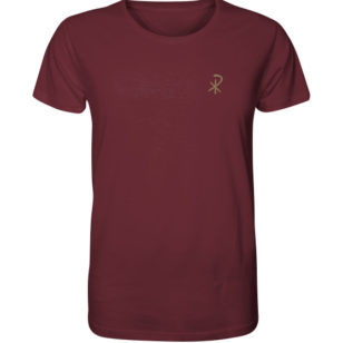 Das rote Chi Rho T-Shirt gibt es ohne Versandkosten.